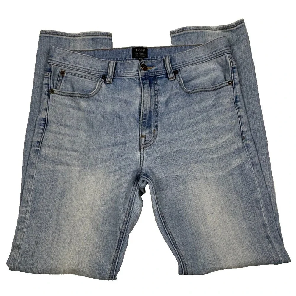 J.Crew The Sutton Jeans Mens 31x32 Light Wash Straight Stretch Denim Blue